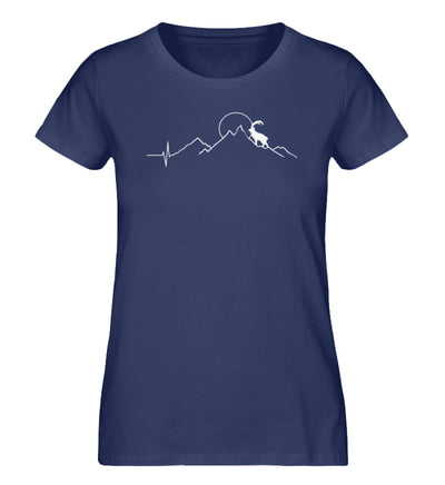Steinbock und Berg - Damen Premium Organic T-Shirt Navyblau