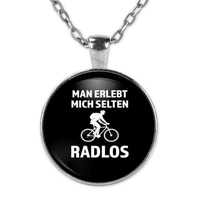 Man erlebt mich selten radlos - Halskette mit Anhänger fahrrad mountainbike Silber