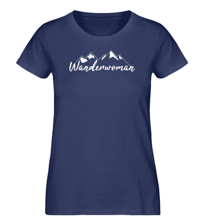 Wanderwoman. - Damen Organic T-Shirt wandern Navyblau