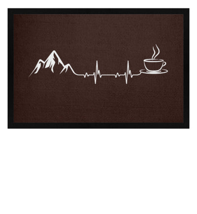Herzschlag - Berge und Kaffee - Fußmatte mit Gummirand berge wandern Braun