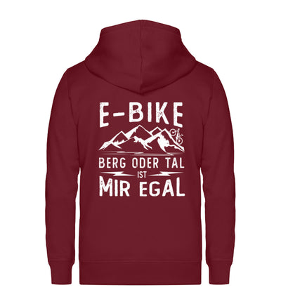 E-Bike - Berg oder Tal ist mir egal ~ - Unisex Premium Organic Sweatjacke Weinrot