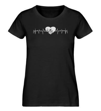 Herzschlag Fahrrad im Herzen - Damen Organic T-Shirt fahrrad Schwarz