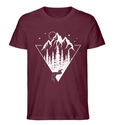 Berge Geometrisch - Herren Premium Organic T-Shirt berge wandern Weinrot