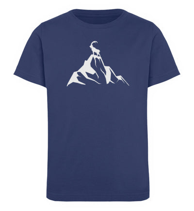 Steinbock am Berg -Kinder Premium Organic T-Shirt Navyblau