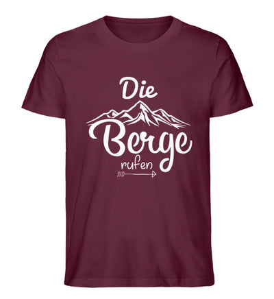Berge rufen - Herren Premium Organic T-Shirt berge wandern Weinrot