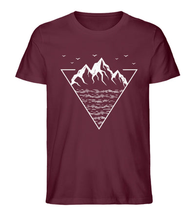 Berg Geometrisch - Herren Premium Organic T-Shirt berge wandern Weinrot