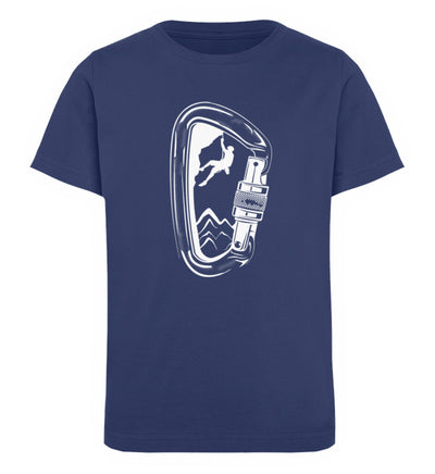 Bergsteigen im Karabiner - Kinder Premium Organic T-Shirt klettern Navyblau