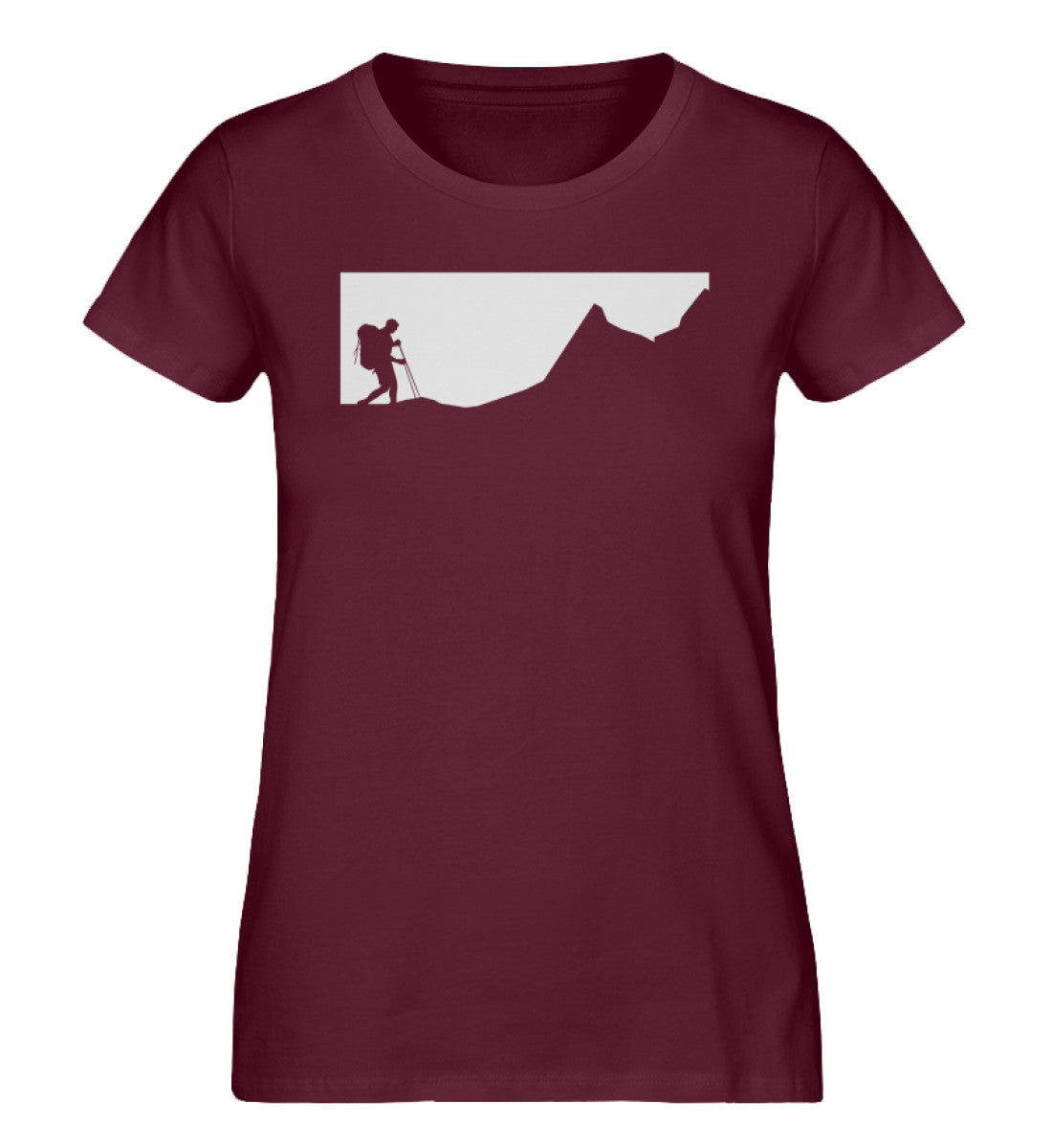 Bergwanderer - Damen Organic T-Shirt wandern Weinrot