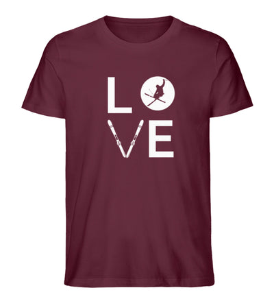 LOVE - Herren Premium Organic T-Shirt ski Weinrot