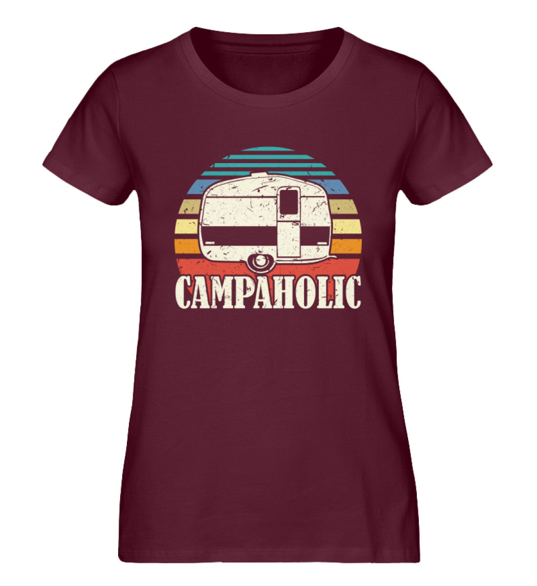 Campaholic - Damen Organic T-Shirt camping Weinrot