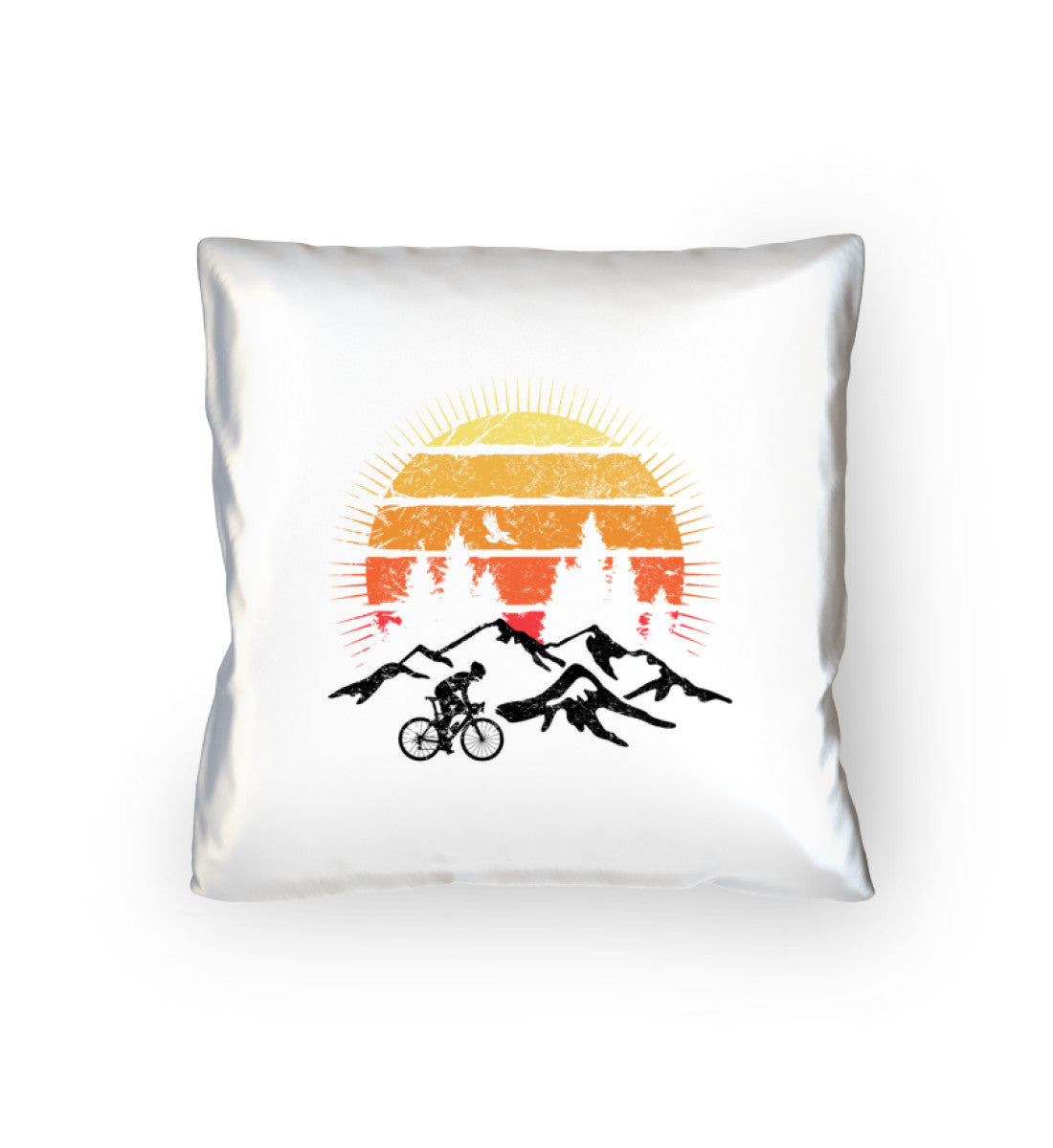 Radfahrer und Sonne Vintage - Kissen (40x40cm) fahrrad mountainbike Default Title