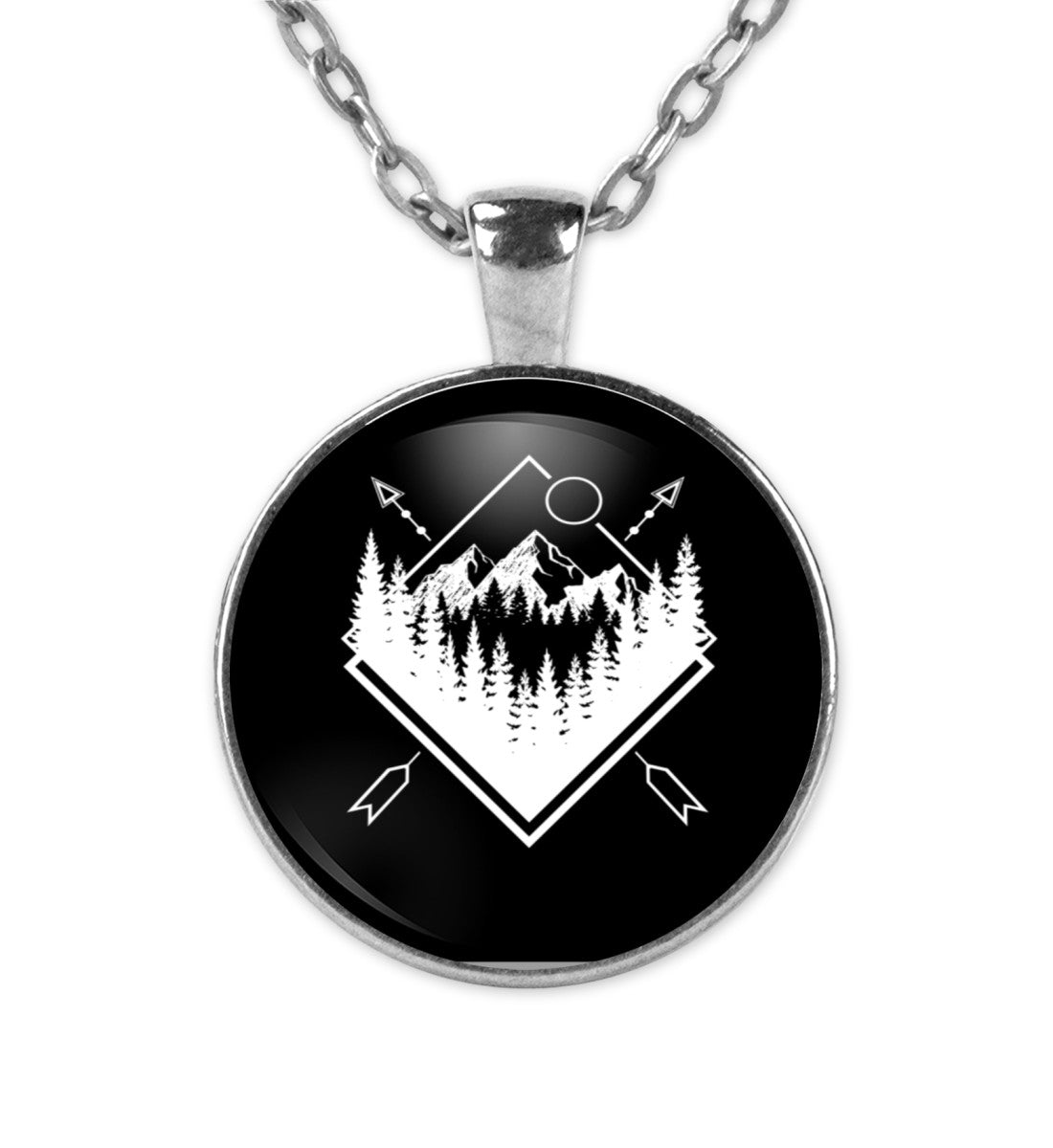 Berglandschaft Geometrisch - Halskette mit Anhänger berge Silber