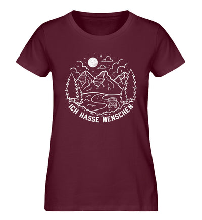 Ich hasse Menschen - Damen Organic T-Shirt camping Weinrot