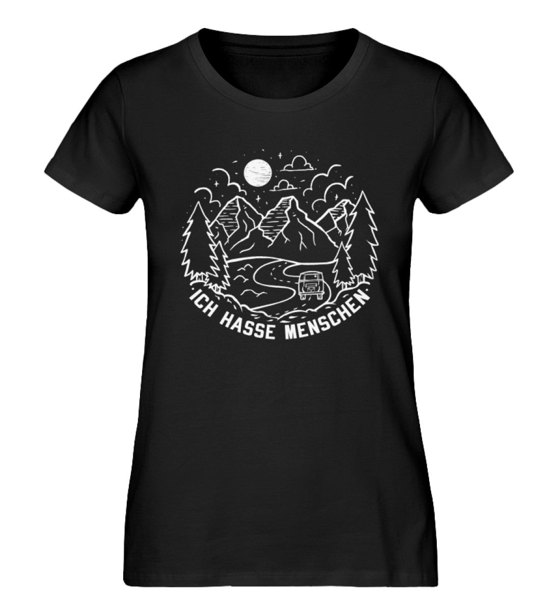 Ich hasse Menschen - Damen Organic T-Shirt camping Schwarz