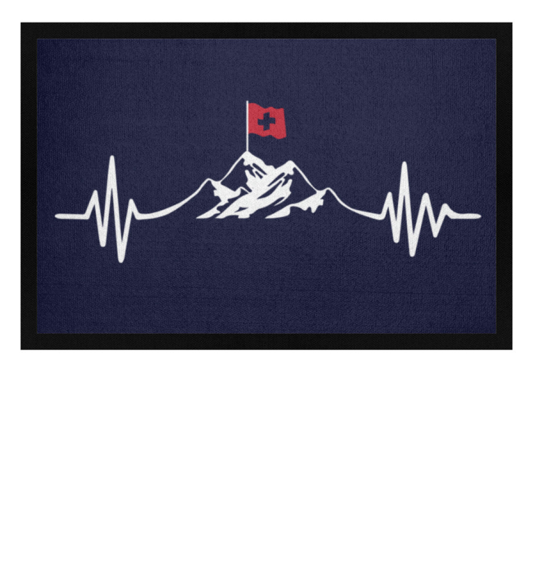 Herzschlag Berge und Schweizer Flagge - Fußmatte mit Gummirand berge wandern Navy