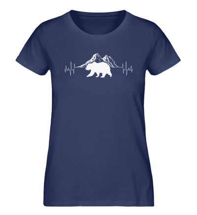 Herzschlag Berge und Bär - Damen Organic T-Shirt berge camping wandern Navyblau