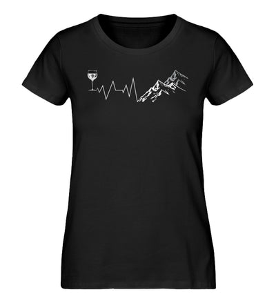 Herzschlag Berge und Wein - Damen Organic T-Shirt' berge wandern Schwarz