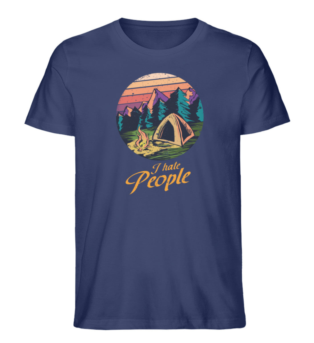 I hate People - Herren Organic T-Shirt camping Navyblau