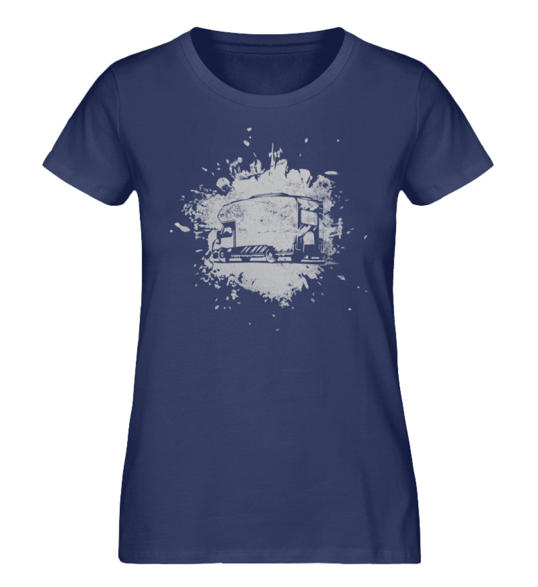 Camper Vintage - Damen Organic T-Shirt camping Navyblau