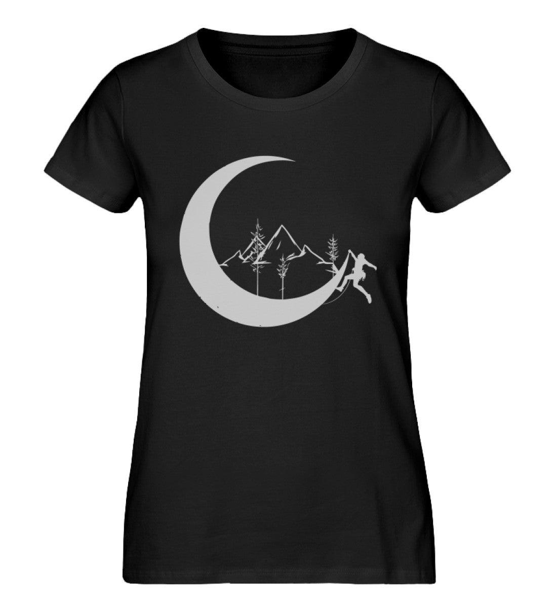 Bergsteigen und Mond - Damen Organic T-Shirt klettern Schwarz