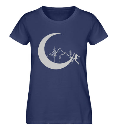 Bergsteigen und Mond - Damen Organic T-Shirt klettern Navyblau
