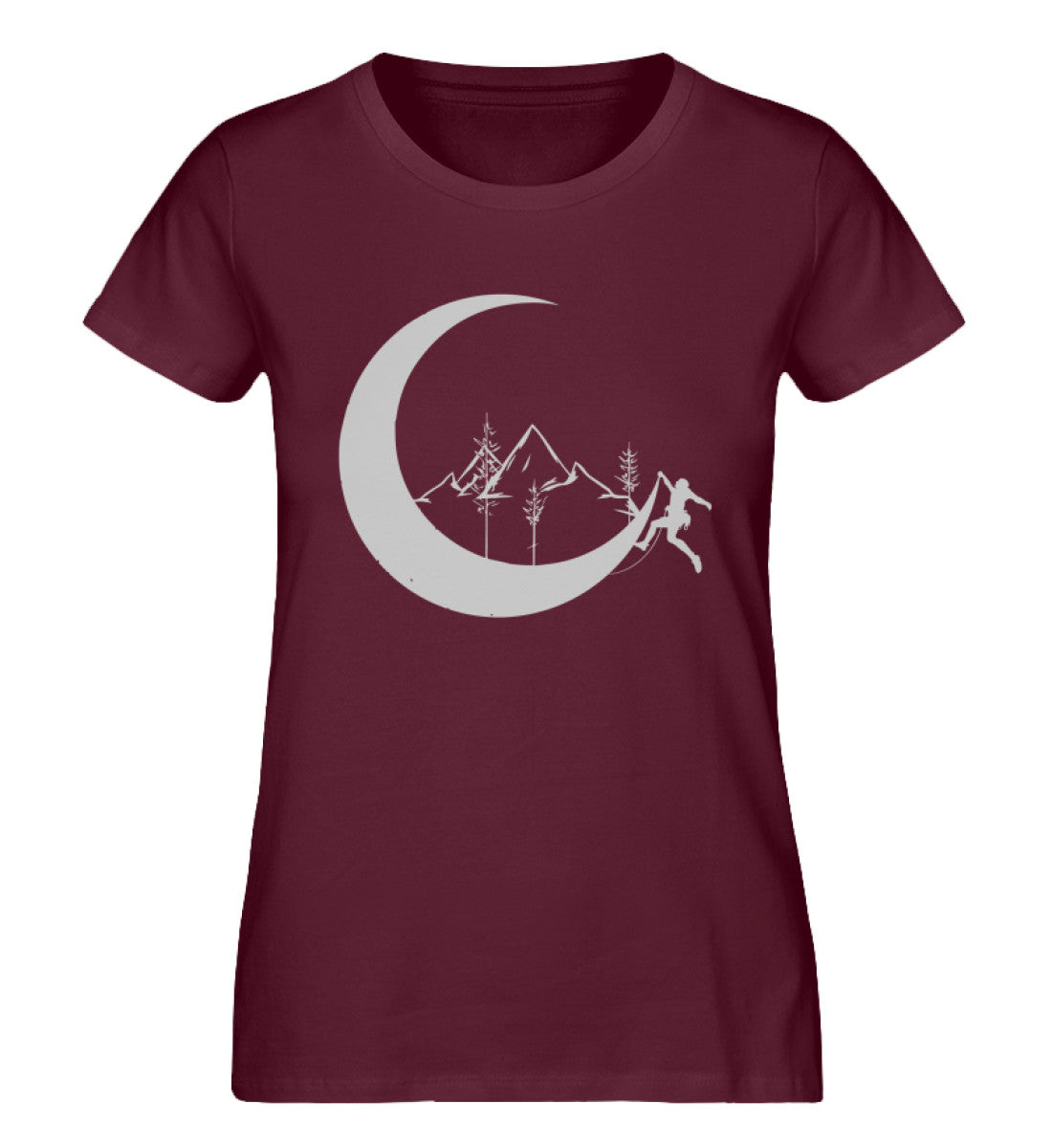 Bergsteigen und Mond - Damen Organic T-Shirt klettern Weinrot