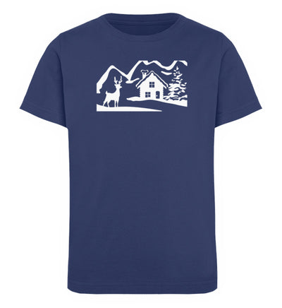 Hirsch im Tal - Kinder Premium Organic T-Shirt camping wandern Navyblau