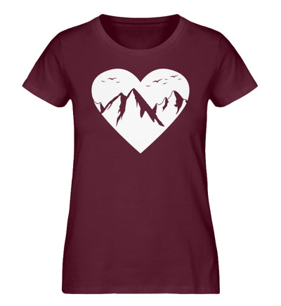 Herz für Berge - Damen Premium Organic T-Shirt berge Weinrot