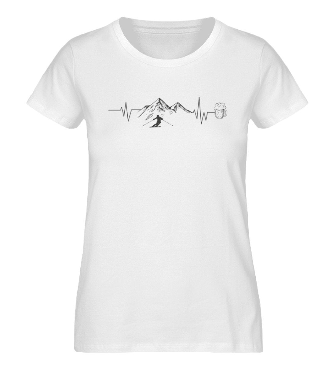 Herzschlag Berge, Bier und Ski - Damen Organic T-Shirt ski Weiß