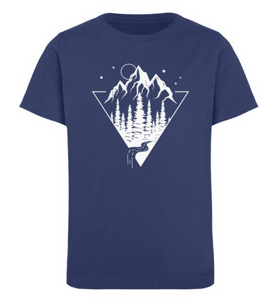 Berge Geometrisch - Kinder Premium Organic T-Shirt berge wandern Navyblau