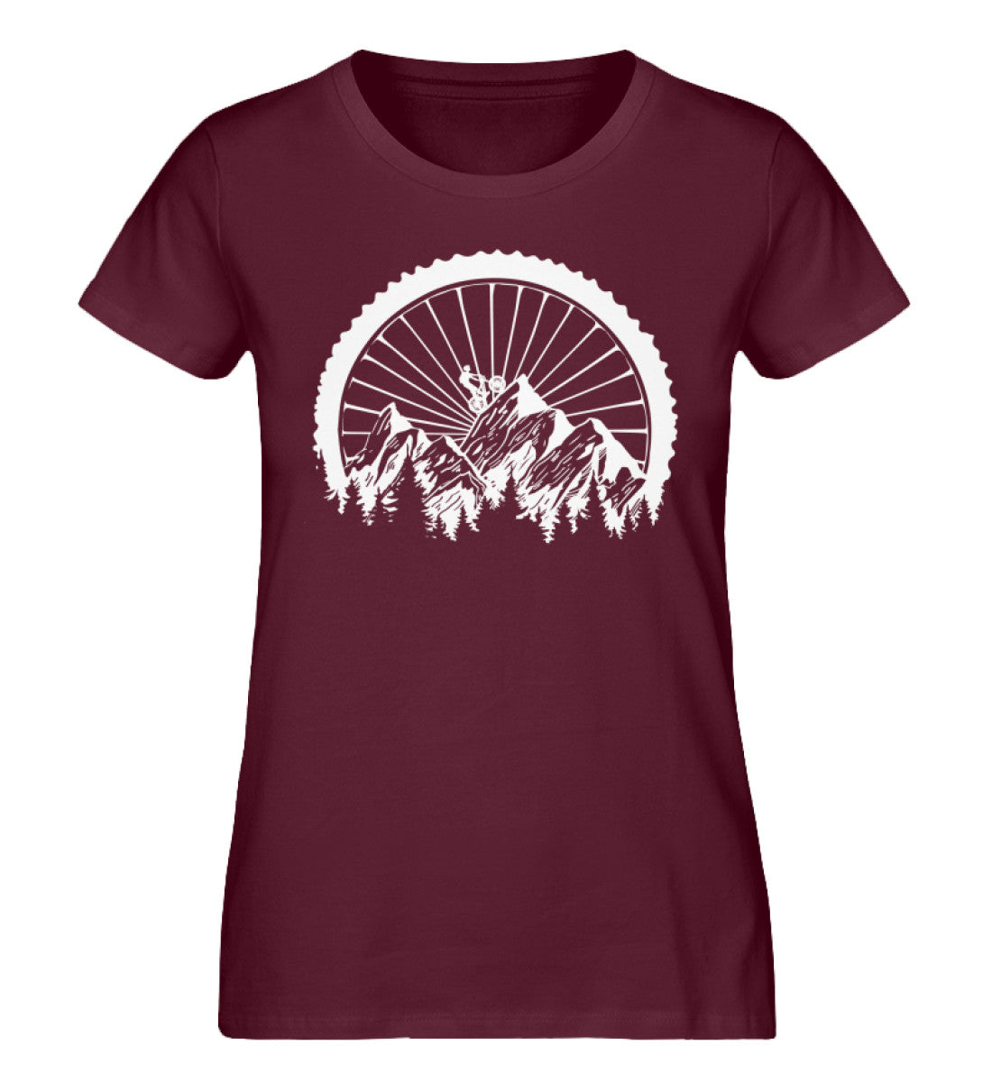 Mountainbike Geometrisch - Damen Organic T-Shirt mountainbike Weinrot
