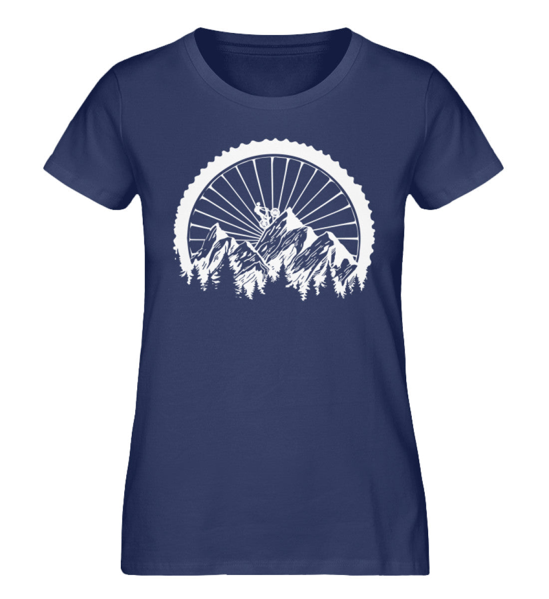 Mountainbike Geometrisch - Damen Organic T-Shirt mountainbike Navyblau