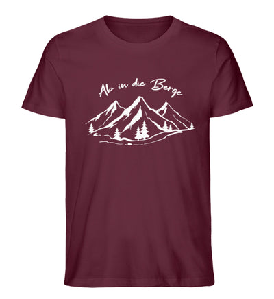 Ab in die Berge - Herren Premium Organic T-Shirt berge wandern Weinrot