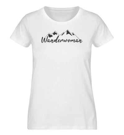 Wanderwoman. - Damen Organic T-Shirt wandern Weiß