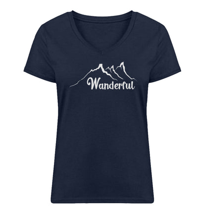 Wanderful - Damen Organic V-Neck Shirt Navyblau