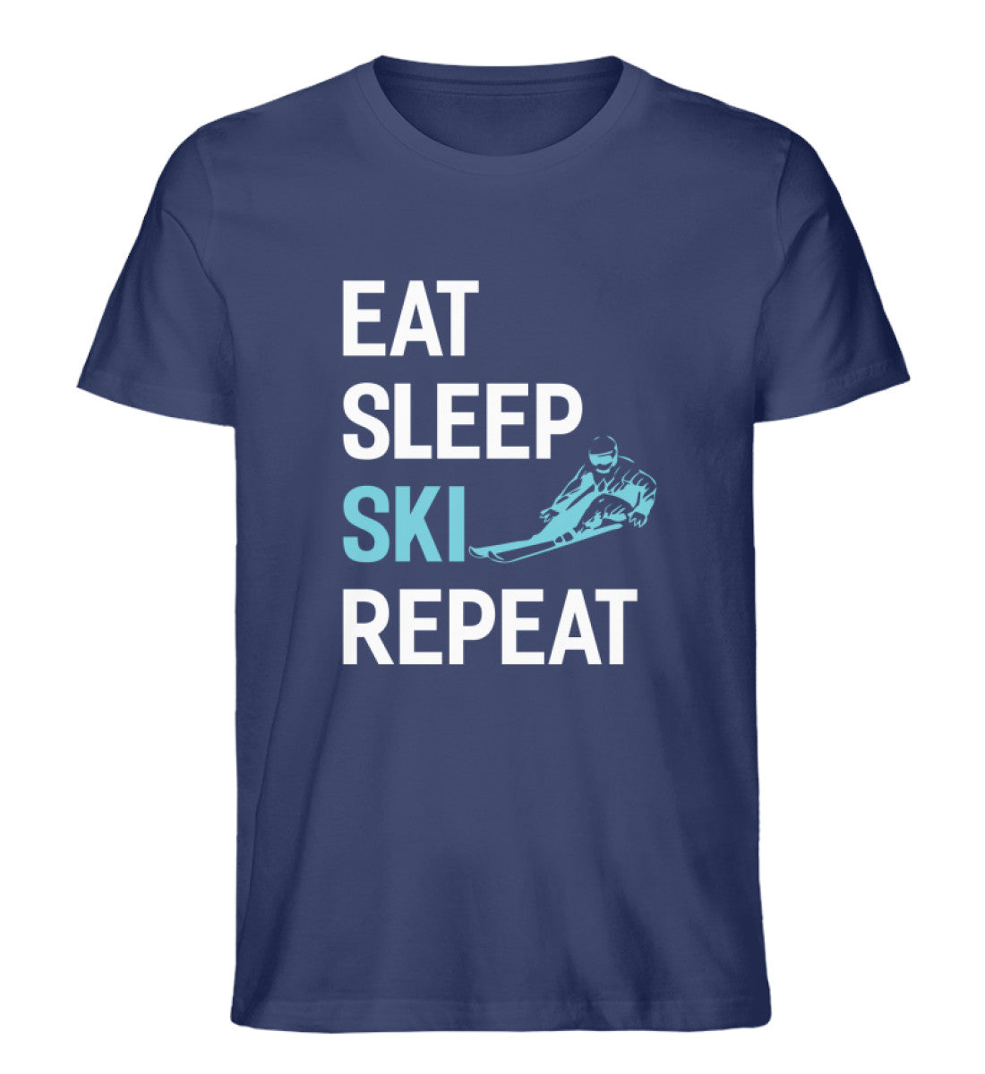 Eat Sleep Ski Repeat - Herren Organic T-Shirt ski Navyblau
