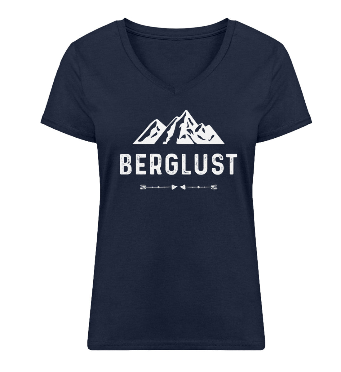 BERGLUST - Damen Organic V-Neck Shirt berge wandern Navyblau