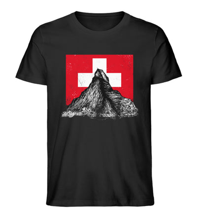 Walliser Alpen Schweiz - Herren Premium Organic T-Shirt Schwarz