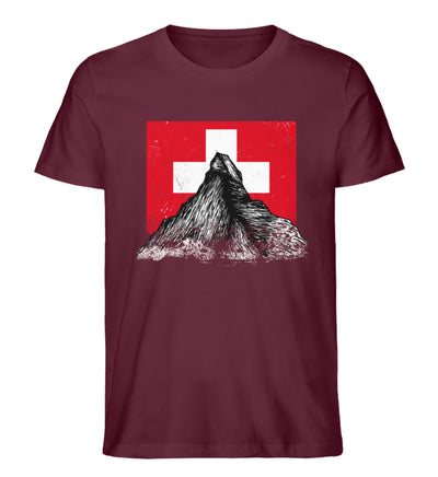 Walliser Alpen Schweiz - Herren Premium Organic T-Shirt Weinrot