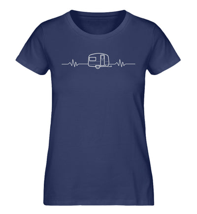 Camping Herzschlag - Damen Organic T-Shirt camping Navyblau