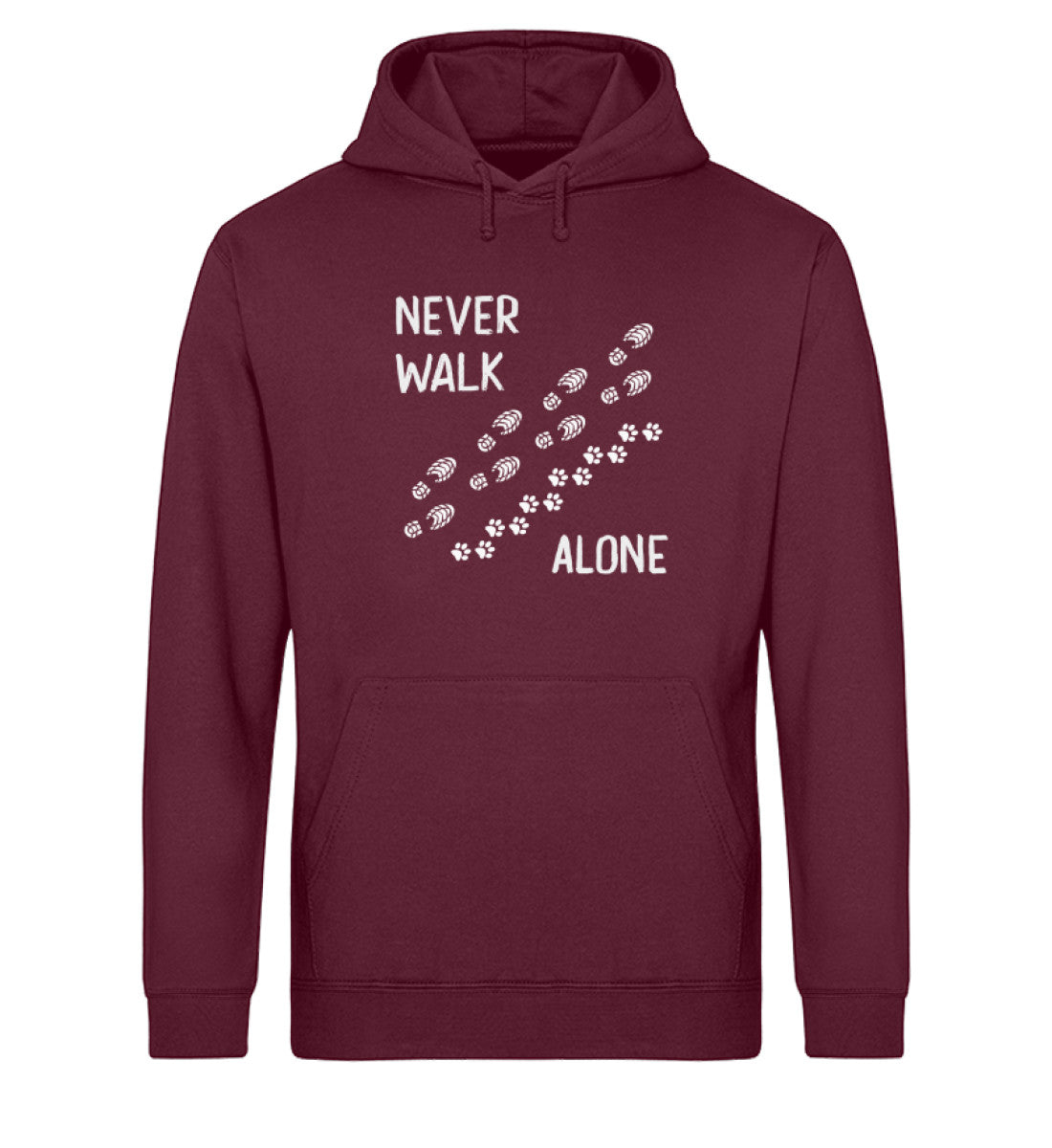 Never walk alone - Unisex Organic Hoodie wandern Weinrot