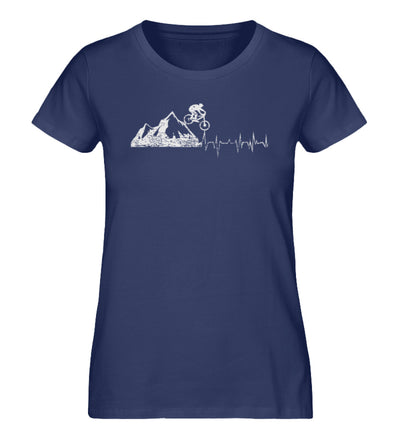 Herzschlag Bergbiker - Damen Premium Organic T-Shirt mountainbike Navyblau