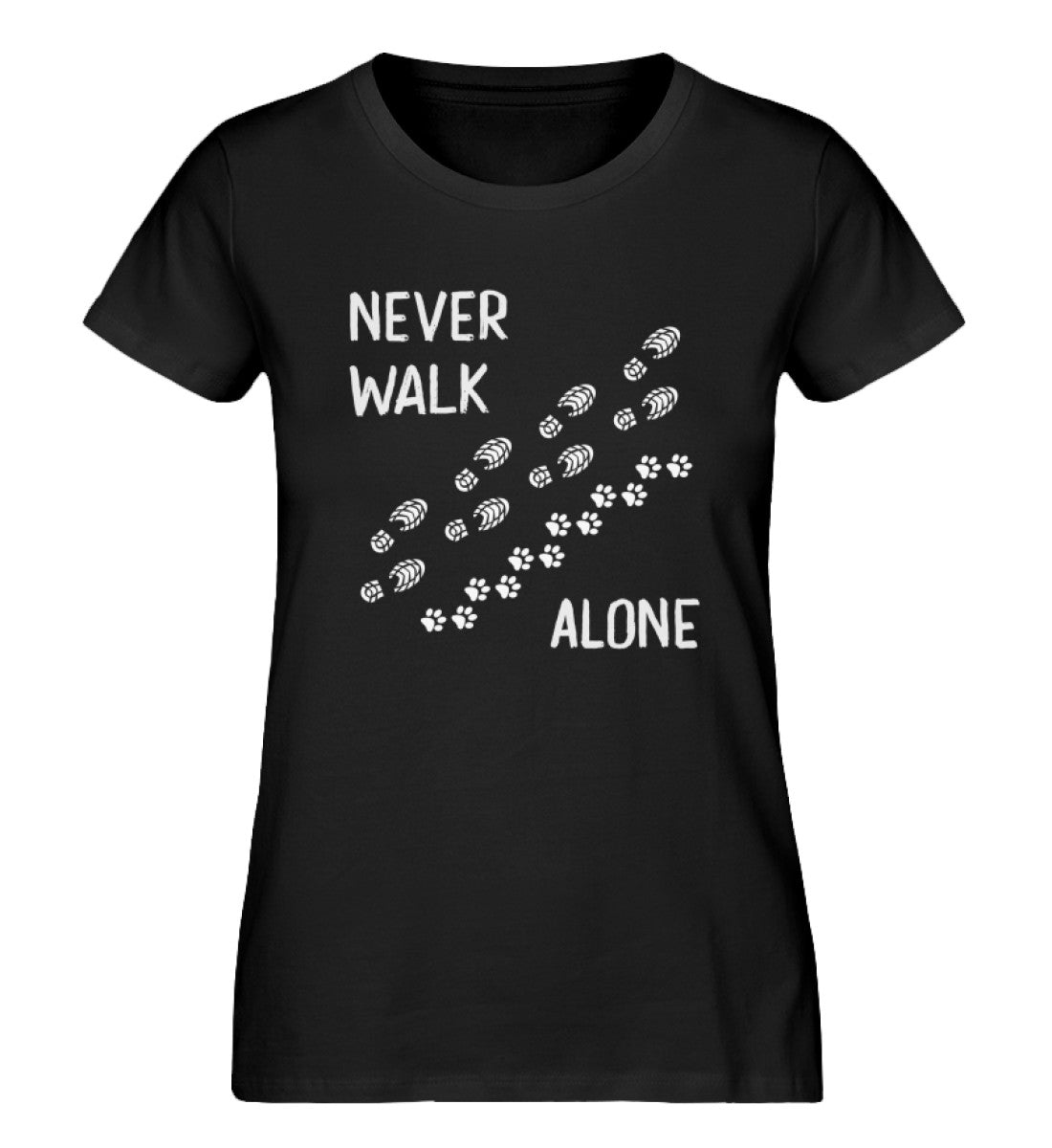 Never walk alone - Damen Organic T-Shirt wandern Schwarz