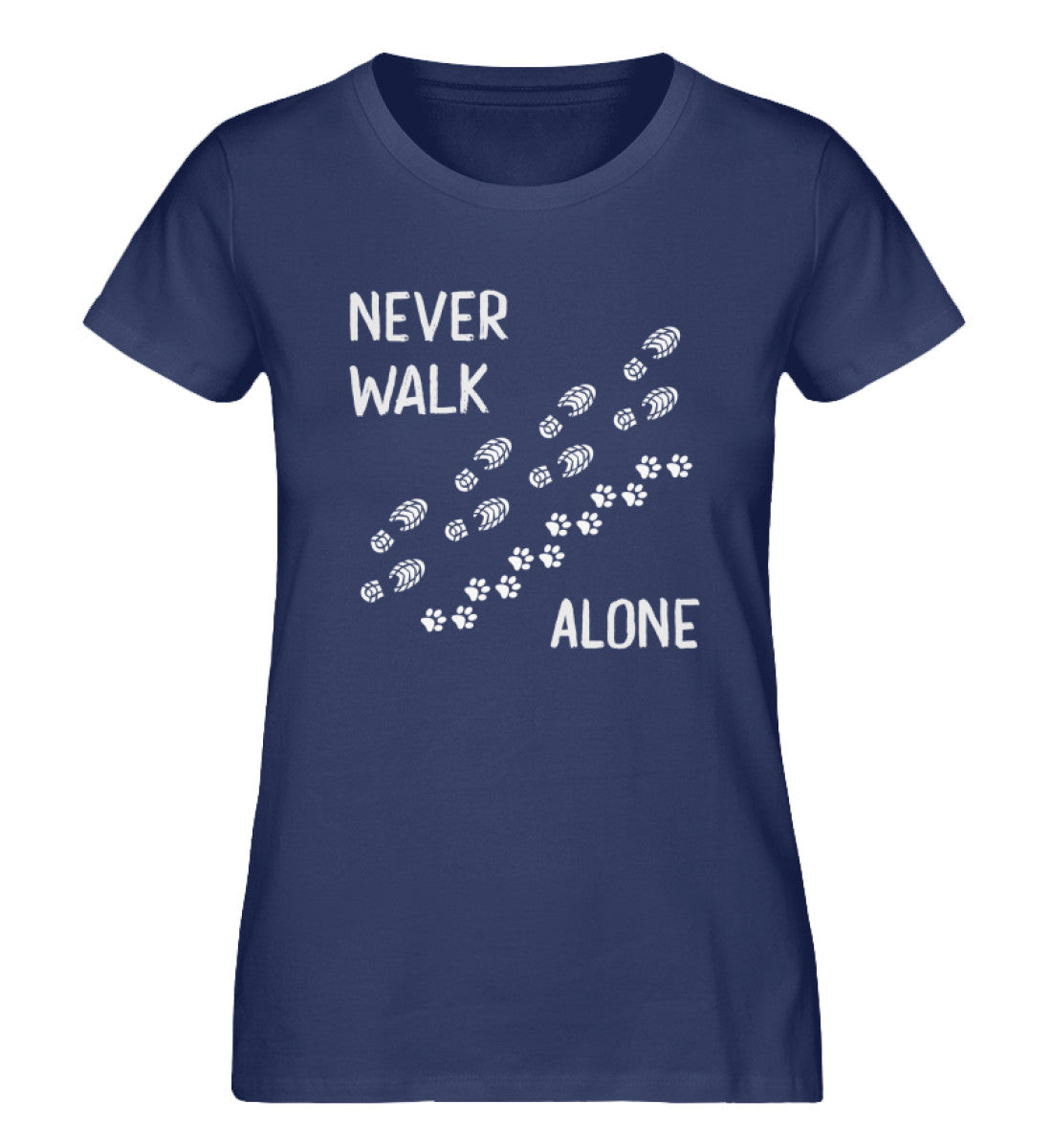 Never walk alone - Damen Organic T-Shirt wandern Navyblau