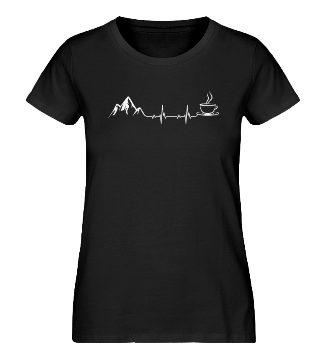 Herzschlag - Berge und Kaffee - Damen Organic T-Shirt berge wandern Schwarz