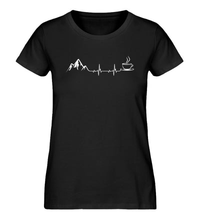 Herzschlag - Berge und Kaffee - Damen Organic T-Shirt berge wandern Schwarz