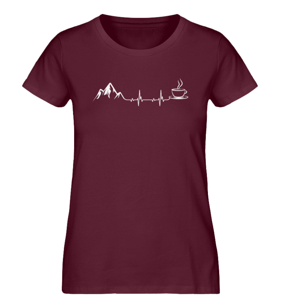 Herzschlag - Berge und Kaffee - Damen Organic T-Shirt berge wandern Weinrot