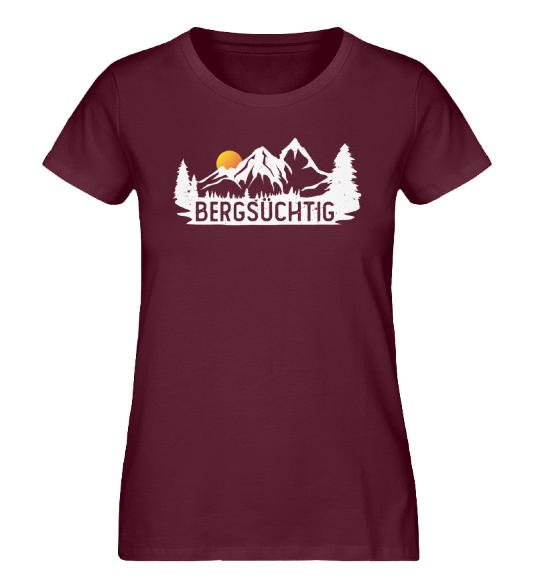 Bergsüchtig - Damen Organic T-Shirt berge wandern Weinrot