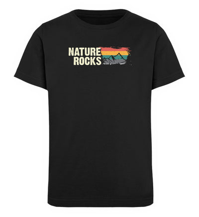 Nature Rocks - Kinder Premium Organic T-Shirt berge camping wandern Schwarz