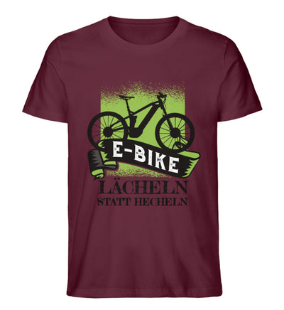 E-Bike - Lächeln statt hecheln - Herren Premium Organic T-Shirt e-bike Weinrot